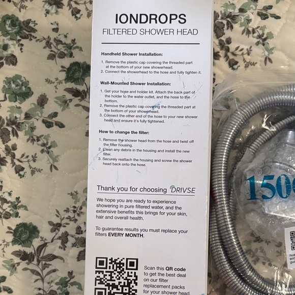 Drivse Iondrops Shower Head with Hose and attachments - Picture 3 of 7